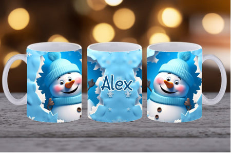 Weihnachtstasse personalisiert Schneemann Tasse Weihnachten Keramik Emaille Geschenkidee für Ihn Nikolaus - CreativMade 