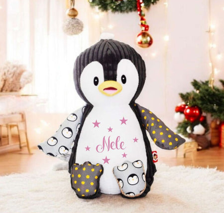 Pinguin Kuscheltier personalisiert mit Name Mädchen Plüschtier Weihnachtsgeschenk - CreativMade 