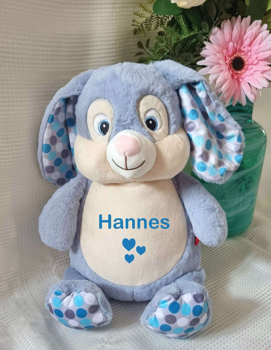 Personalisiertes Kuscheltier Hase mit Name Junge Plüschtier Stofftier Baby Geburtsdaten Taufgeschenk Taufe - CreativMade