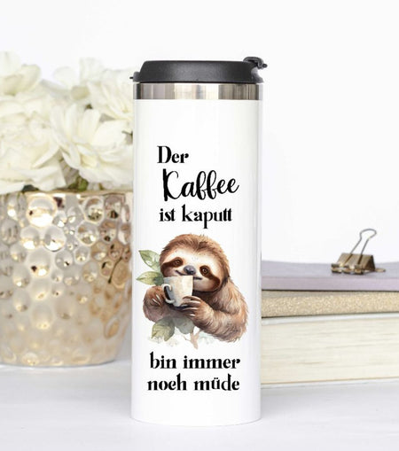 Thermobecher personlisiert mit Namen der Kaffee ist kaputt Spruch lustig to go Becher Trinkbecher Warmhaltebecher mit Deckel Edelstahl - CreativMade 