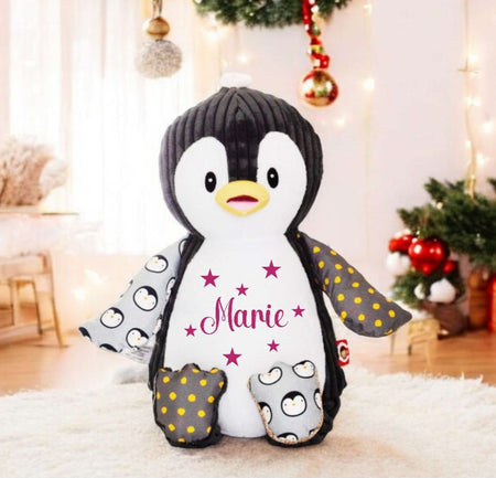 Pinguin Kuscheltier personalisiert mit Name Mädchen Plüschtier Weihnachtsgeschenk - CreativMade 