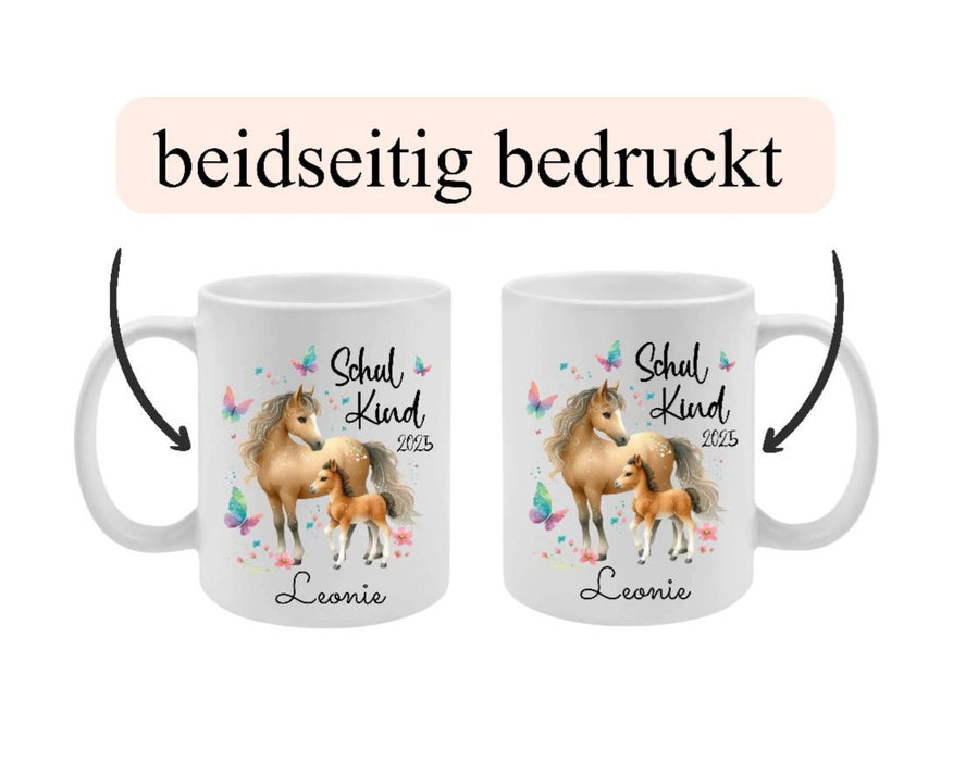 Schulkind Tasse personalisiert Mädchen Pferd Einschulungstasse mit Namen Geschenk Einschulung Erstklässler - CreativMade