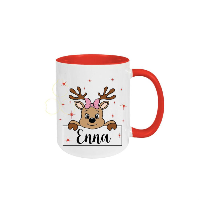 Weihnachtstasse Elch Mädchen Tasse Weihnachten personalisiert Kindertasse Nikolaus Geschenk - CreativMade 