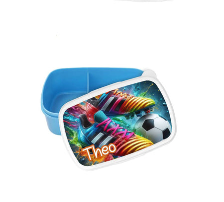 Brotdose Fußball Kinder personalisiert mit Name Junge Lunchbox Einschulung Vesperbox Trennfach Kindergarten - CreativMade 