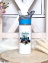 Personalisierte Trinkflasche mit Namen und Strohhalm Traktor Wasserflasche aufklappbares Mundstück - CreativMade