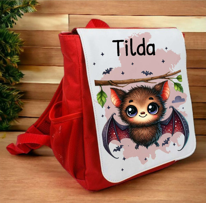 Kindergarten Rucksack personalisiert mit Name Fledermaus Mädchen Kindergartentasche Kita Kinder - CreativMade