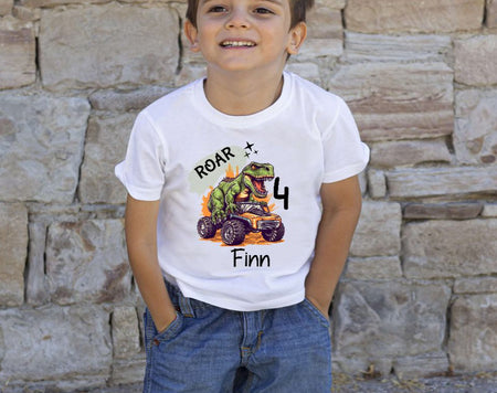 Geburtstagshirt personalisiert Dinosaurier erster Geburtstag Kinder T-Shirt Jungen Geburtstag - CreativMade 