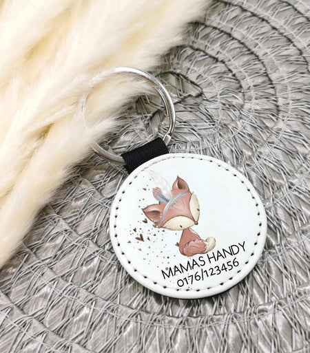 Schlüsselanhänger Anhänger Notfallnummer Fuchs Geschenk - CreativMade 