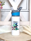 Personalisierte Trinkflasche mit Namen und Strohhalm Jungen Dinosaurierer Wasserflasche aufklappbares Mundstück - CreativMade