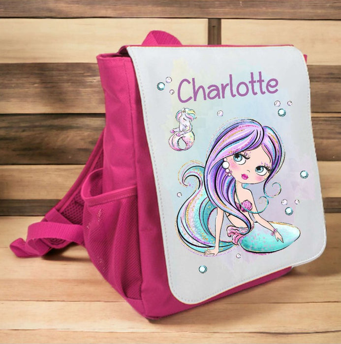 Kinderrucksack Meerjungfrau personalisiert mit Name Einhorn Kindergarten Mädchen Kindergartentasche Kita - CreativMade 