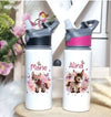 Personalisierte Trinkflasche mit Namen und Strohhalm Esel Wasserflasche aufklappbares Mundstück - CreativMade