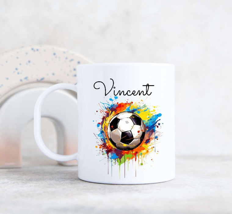 Kindertasse Tasse Fußball Junge personalisiert mit Name Kunststoff bruchsicher Lerntasse Namenstasse - CreativMade