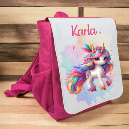 Kinderrucksack Einhorn personalisiert mit Name Einhorn Kindergarten Mädchen Kindergartentasche Kita - CreativMade 