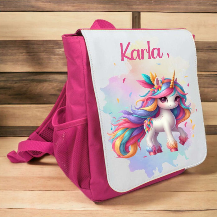 Kinderrucksack Einhorn personalisiert mit Name Einhorn Kindergarten Mädchen Kindergartentasche Kita - CreativMade 