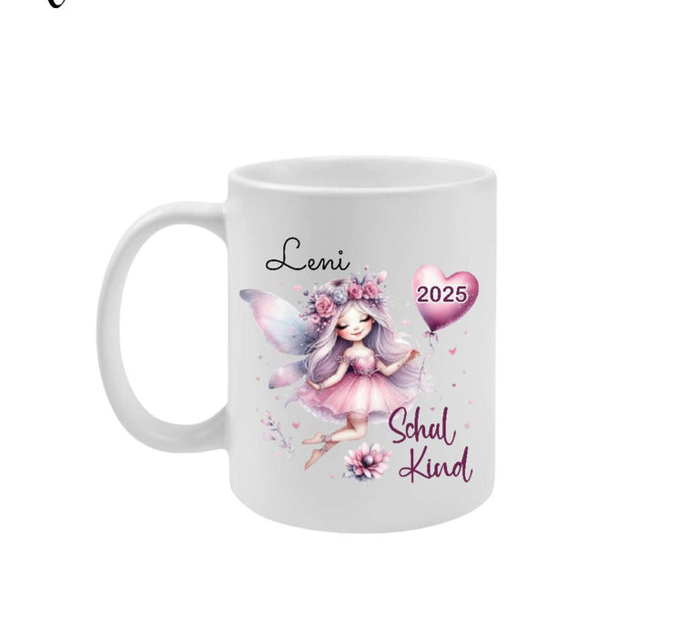 Schulkind Tasse personalisiert Mädchen Fee Einschulungstasse mit Namen Geschenk Einschulung Erstklässler - CreativMade