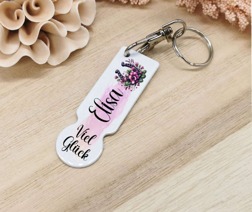 Einkaufswagenlöser viel Glück Hufeisen mit Name personalisiert Wagenlöser  Einkaufen Löser Geschenk 1 Euro Ersatz - CreativMade 