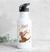 Set Brotdose und Trinkflasche personalisiert mit Namen Dinosaurier Edelstahl 500ml Lunchbox Jungen - CreativMade