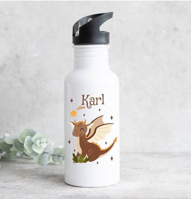 Set Brotdose und Trinkflasche personalisiert mit Namen Dinosaurier Edelstahl 500ml Lunchbox Jungen - CreativMade