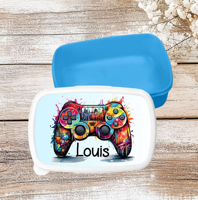 Set Brotdose und Trinkflasche personalisiert mit Namen Controller Edelstahl 500ml Lunchbox Jungen - CreativMade