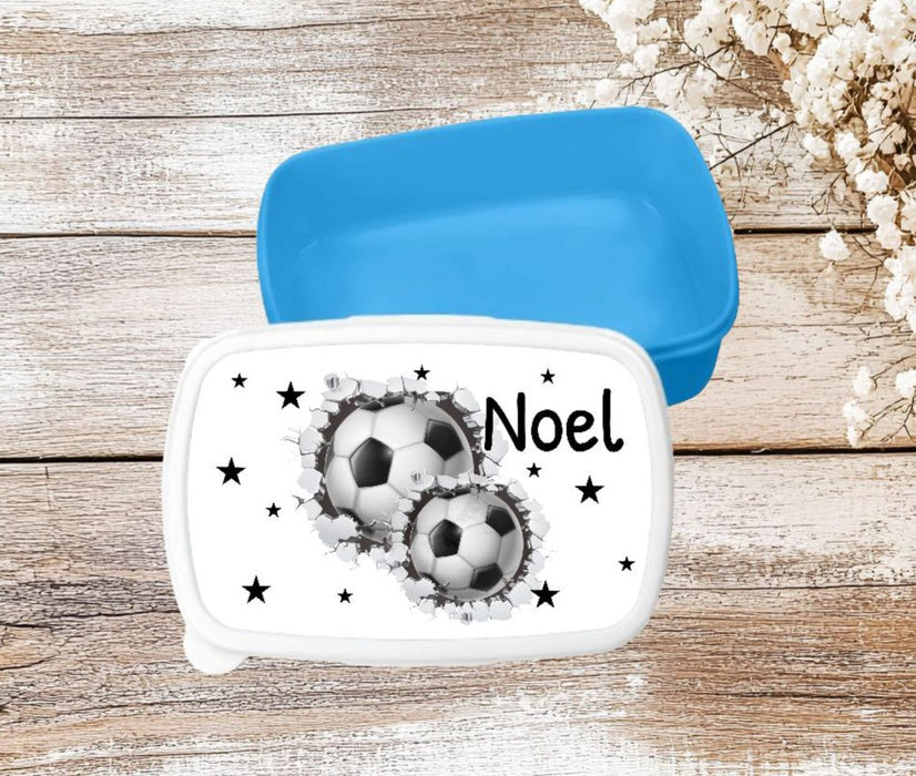 Set Brotdose und Trinkflasche personalisiert mit Namen Fußball Edelstahl 500ml Lunchbox Jungen - CreativMade