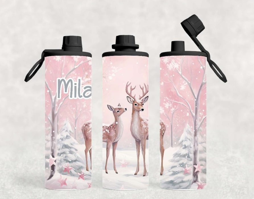 Thermobecher to go personalisiert Reh Weihnachten Trinkbecher mit Strohhalm Tumbler Becher Kaffeebecher Geschenk - CreativMade 