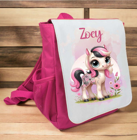 Kinderrucksack Pferd personalisiert mit Name Einhorn Kindergarten Mädchen Kindergartentasche Kita - CreativMade 