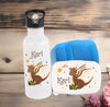 Set Brotdose und Trinkflasche personalisiert mit Namen Dinosaurier Edelstahl 500ml Lunchbox Jungen - CreativMade