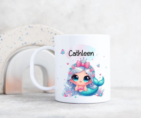 Kindertasse Tasse Meerjungfrau Mädchen personalisiert mit Name Kunststoff bruchsicher Lerntasse Namenstasse - CreativMade