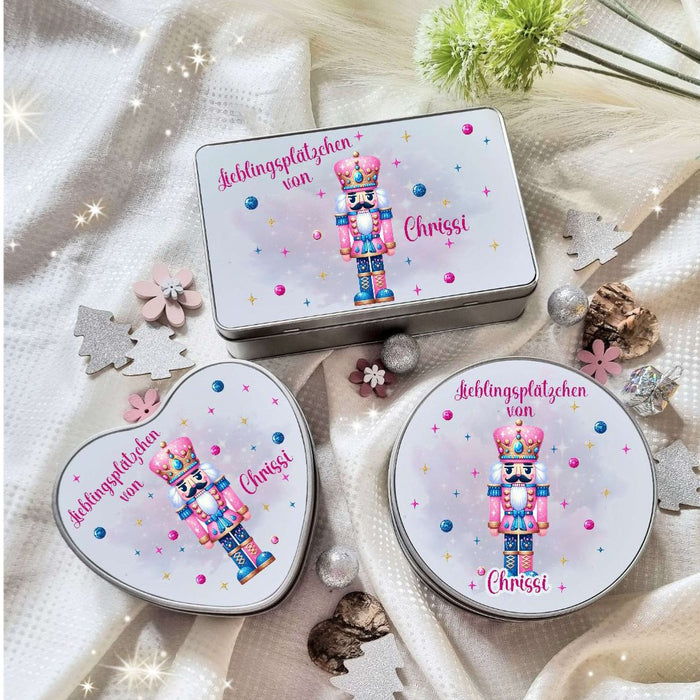 Keksdose Weihnachten personalisiert Plätzchendose Nussknacker Geschenkidee Vorratsdose Blechdose - CreativMade 