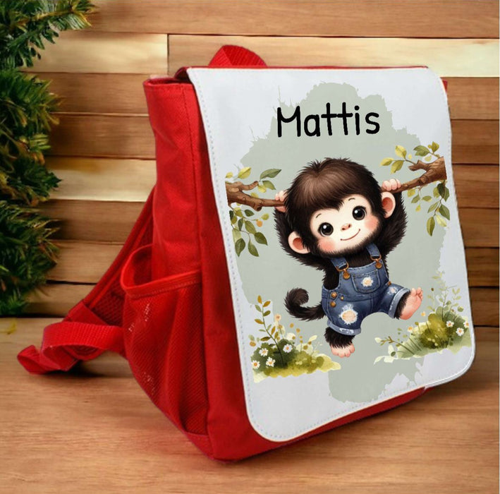 Kindergarten Rucksack personalisiert mit Name Affe Jungen Kindergartentasche Kita Kinder - CreativMade