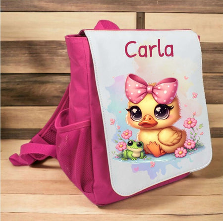 Brotdose Trinkflasche und Rucksack personalisiert Küken Ente Kinder Set Edelstahl Flasche Kita Set Kindergarten Kinderrucksack Mädchen - CreativMade