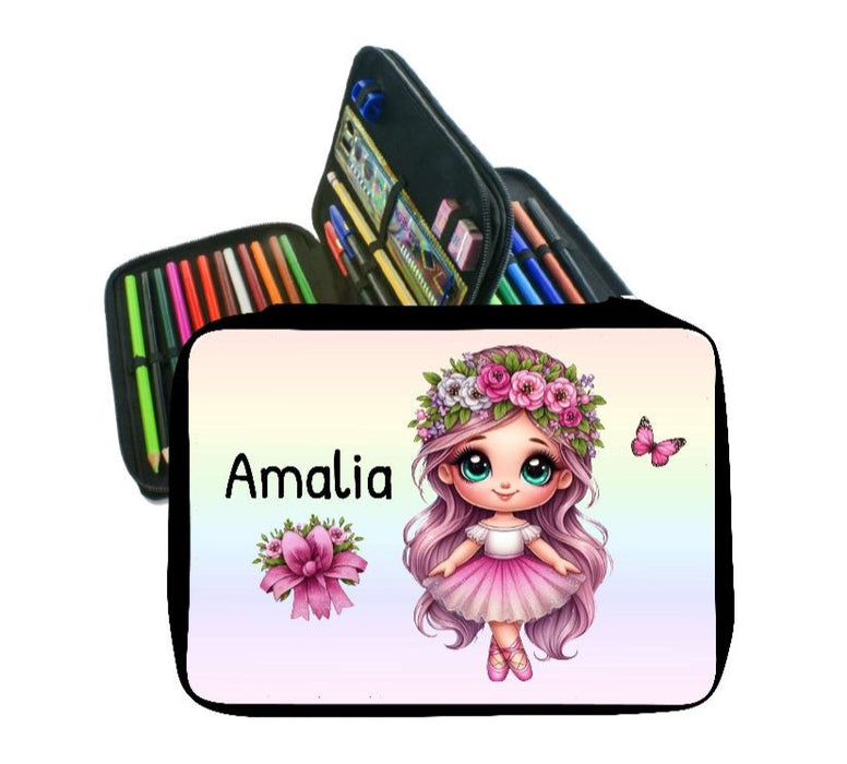 Federmäppchen mit Name Ballerina personalisiert Geschenk Einschulung Federmappe Federpenal - CreativMade 