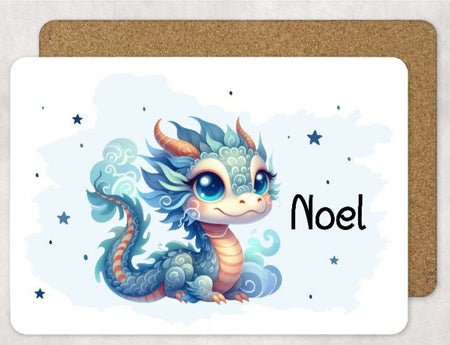 Tischset Kinder Drache personalisiert mit Name Junge Platzdeckchen Platzset Einschulung - CreativMade