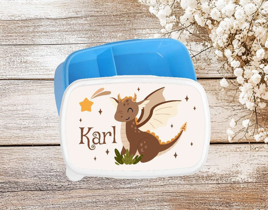 Set Brotdose und Trinkflasche personalisiert mit Namen Dinosaurier Edelstahl 500ml Lunchbox Jungen - CreativMade