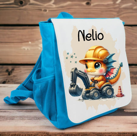 Kindergarten Rucksack personalisiert mit Name Bagger Drache Junge Kindergartentasche Kita Kinder - CreativMade