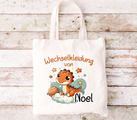 Wechselkleidung Kita Dinosaurierer Tasche personalisiert mit Name Junge Kindergarten Wechselwäsche Wechselsachen Beutel - CreativMade 