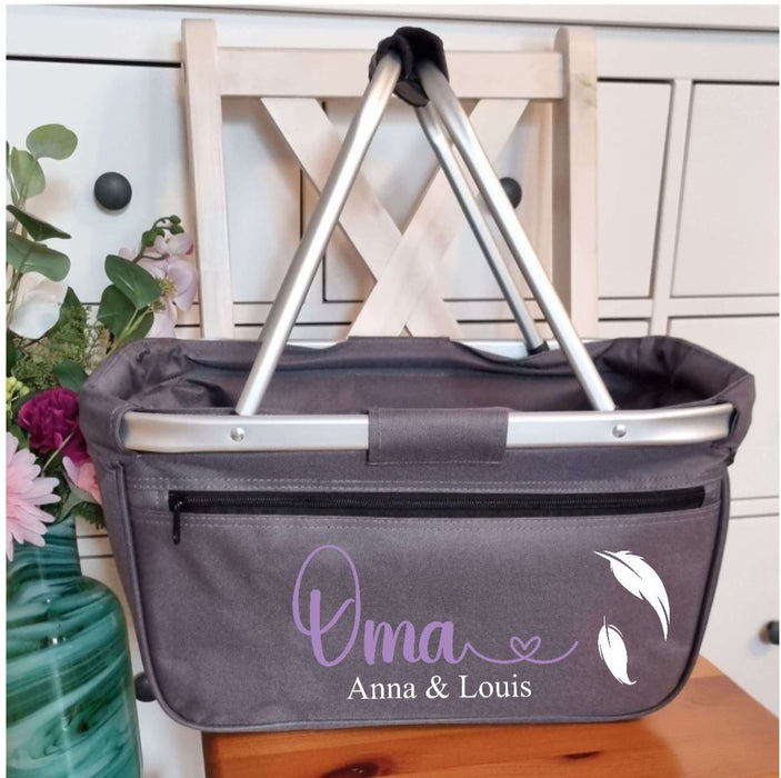 Einkaufskorb personalisiert Oma personalisiert mit Name Tragekorb Faltbar Geschenk - CreativMade 
