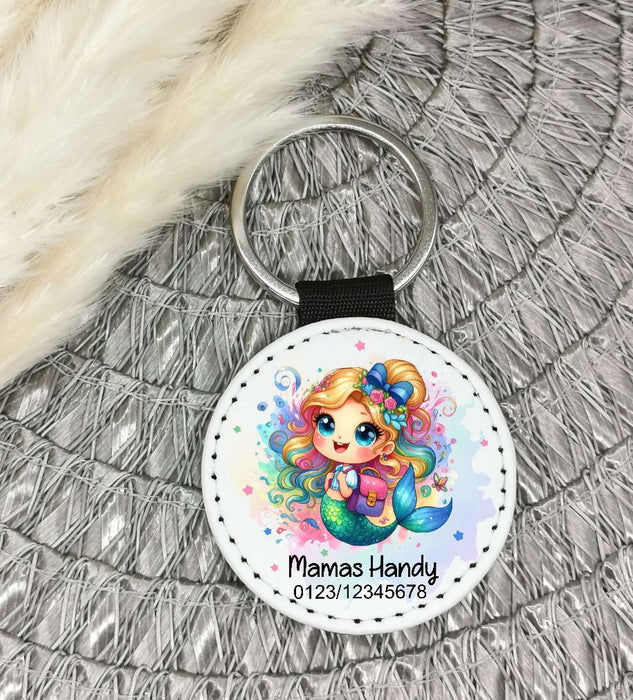 Schlüsselanhänger Notfallnummer Meerjungfrau Mädchen Anhänger Notfallanhänger Einschulung Handynummer - CreativMade 