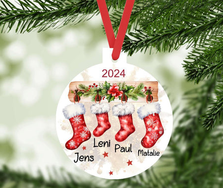 Weihnachtsbaumanhänger Familie personalisiert Stiefel Christbaumschmuck Weihnachtsbaumschmuck Ornament Christbaumanhänger - CreativMade 