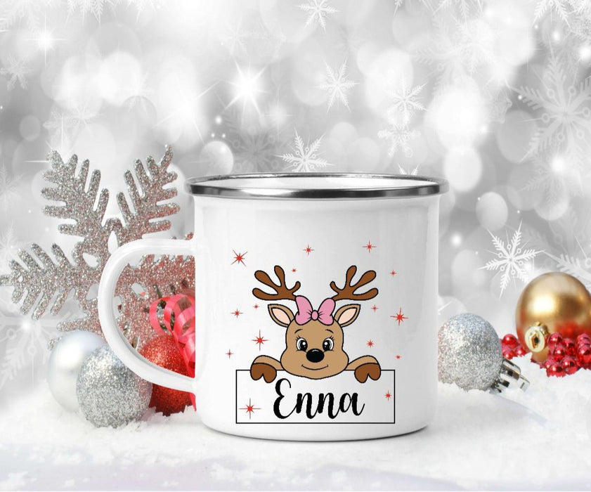 Weihnachtstasse Elch Junge Tasse Weihnachten personalisiert Kindertasse Nikolaus Geschenk - CreativMade 