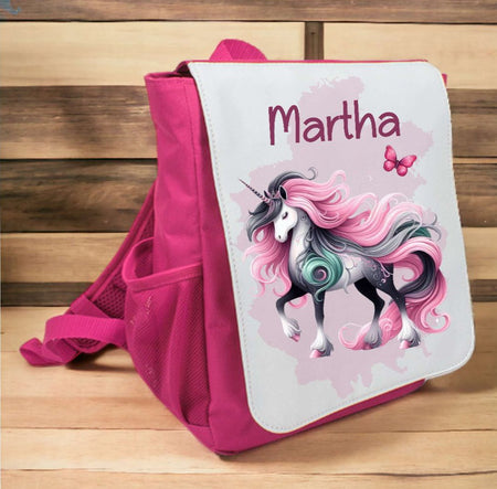 Kinderrucksack Einhorn personalisiert mit Name Einhorn Kindergarten Mädchen Kindergartentasche Kita - CreativMade 