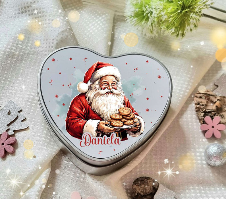 Keksdose Weihnachten personalisiert Plätzchendose Weihnachtsmann Geschenkidee Vorratsdose Blechdose - CreativMade 