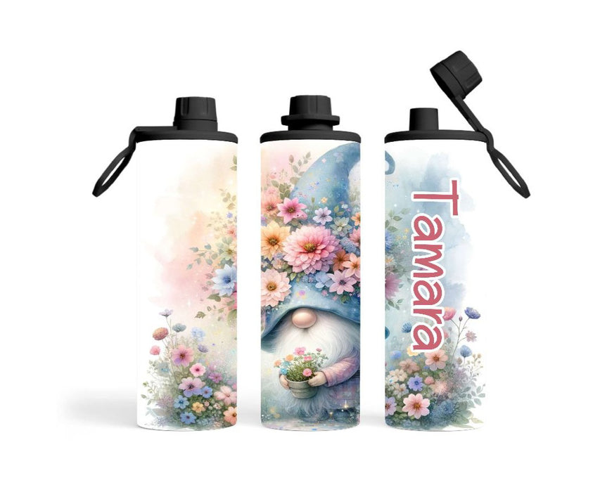 Thermobecher to go personalisiert Gnome Blumen Trinkbecher mit Strohhalm Tumbler Becher Kaffeebecher Geschenk - CreativMade 