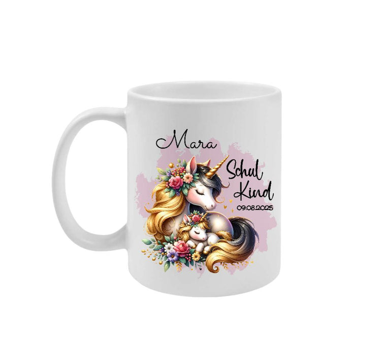 Schulkind Tasse personalisiert Mädchen Einhorn Einschulungstasse mit Namen Geschenk Einschulung Erstklässler - CreativMade