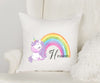 Personalisiertes Kissen Regenbogen Einhorn Mädchen Kinderkissen Kissenhülle Kissenbezug mit Reißverschluss 40x40cm - CreativMade