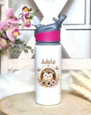 Personalisierte Trinkflasche mit Namen und Strohhalm Igel Wasserflasche aufklappbares Mundstück - CreativMade