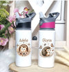 Personalisierte Trinkflasche mit Namen und Strohhalm Igel Wasserflasche aufklappbares Mundstück - CreativMade