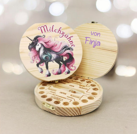 Zahndose personalisiert Milchzahndose Einhorn mit Name Zahnbox für Milchzähne Geschenk Einschulung - CreativMade 