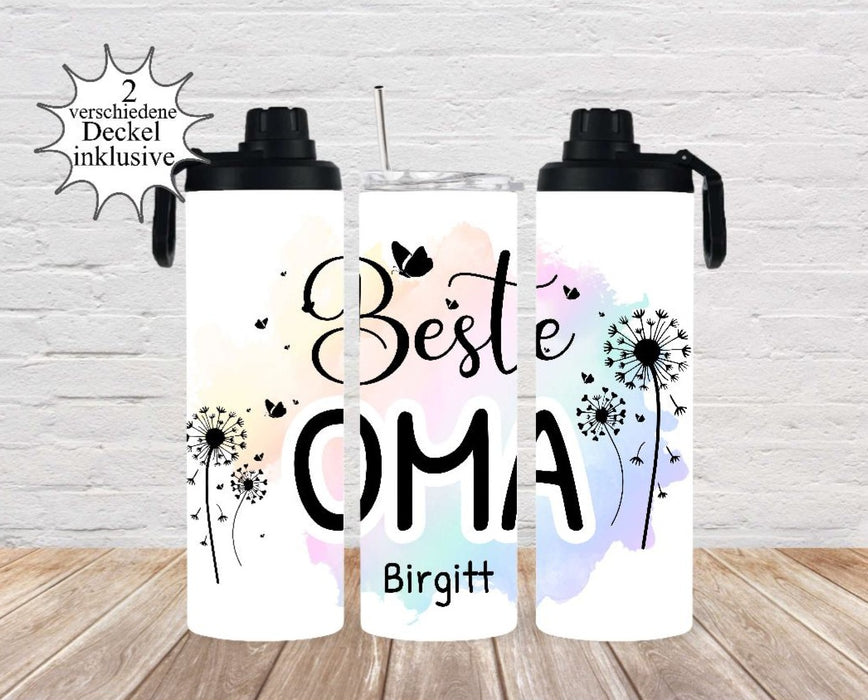 Thermobecher to go personalisiert Besties Beste Oma Trinkbecher mit Strohhalm Tumbler Becher Kaffeebecher Geschenk - CreativMade 