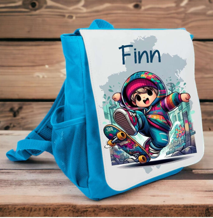 Kinderrucksack Skater personalisiert mit Name Kindergarten Junge Kindergartentasche Kita - CreativMade 